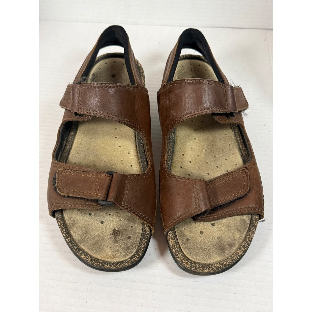 ECCO Brown Leather Adjustable Strap Comfort Walking Sandals Women Size 40